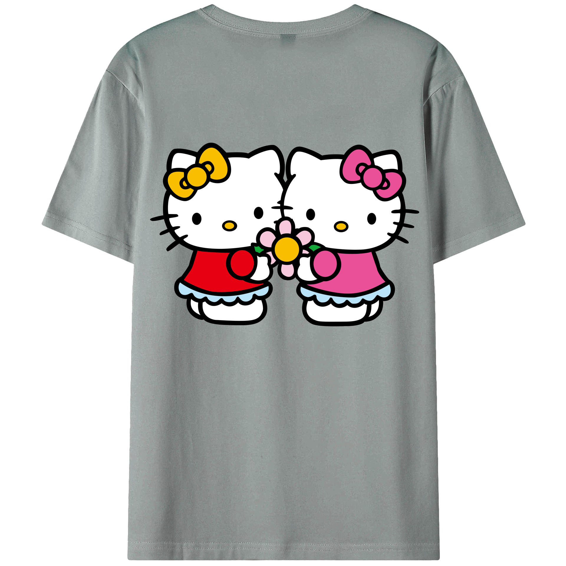 （画像用） Hello Kitty ハローキティ 綿100％ メンズ半袖Tシャツ（バックプリント） 通気性